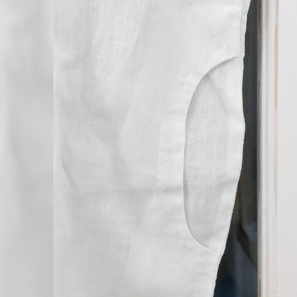 J.Jill Womens 100% White Line V Neck Circle Pockets Short Sleeve Top Size XS - Picture 4 of 6